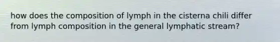 how does the composition of lymph in the cisterna chili differ from lymph composition in the general lymphatic stream?