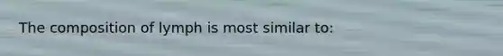 The composition of lymph is most similar to: