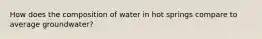 How does the composition of water in hot springs compare to average groundwater?