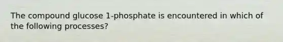 The compound glucose 1-phosphate is encountered in which of the following processes?