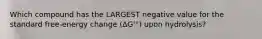Which compound has the LARGEST negative value for the standard free-energy change (ΔG'°) upon hydrolysis?
