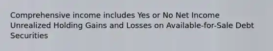 Comprehensive income includes Yes or No Net Income Unrealized Holding Gains and Losses on Available-for-Sale Debt Securities