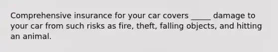 Comprehensive insurance for your car covers _____ damage to your car from such risks as fire, theft, falling objects, and hitting an animal.