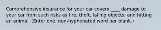 Comprehensive insurance for your car covers ____ damage to your car from such risks as fire, theft, falling objects, and hitting an animal. (Enter one, non-hyphenated word per blank.)