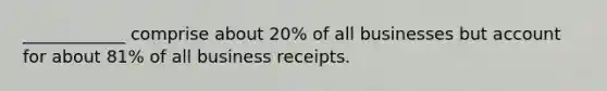 ____________ comprise about 20% of all businesses but account for about 81% of all business receipts.