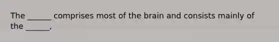 The ______ comprises most of the brain and consists mainly of the ______,