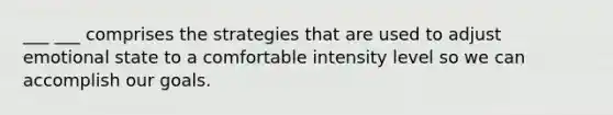 ___ ___ comprises the strategies that are used to adjust emotional state to a comfortable intensity level so we can accomplish our goals.