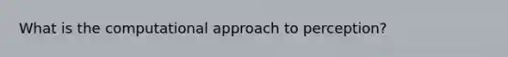 What is the computational approach to perception?