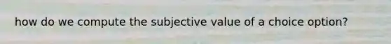 how do we compute the subjective value of a choice option?