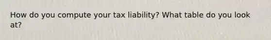 How do you compute your tax liability? What table do you look at?