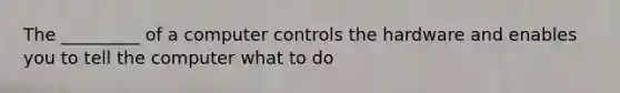 The _________ of a computer controls the hardware and enables you to tell the computer what to do