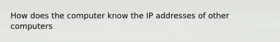 How does the computer know the IP addresses of other computers