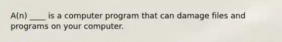 A(n) ____ is a computer program that can damage files and programs on your computer.