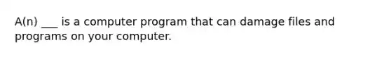 A(n) ___ is a computer program that can damage files and programs on your computer.