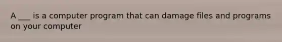 A ___ is a computer program that can damage files and programs on your computer