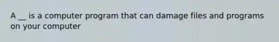 A __ is a computer program that can damage files and programs on your computer