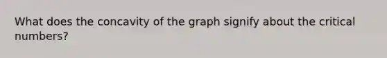 What does the concavity of the graph signify about the critical numbers?