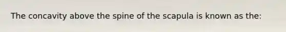 The concavity above the spine of the scapula is known as the: