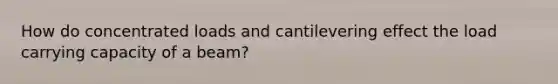 How do concentrated loads and cantilevering effect the load carrying capacity of a beam?