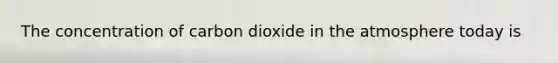 The concentration of carbon dioxide in the atmosphere today is