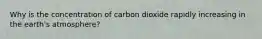 Why is the concentration of carbon dioxide rapidly increasing in the earth's atmosphere?