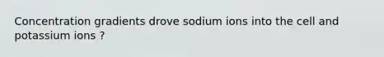 Concentration gradients drove sodium ions into the cell and potassium ions ?