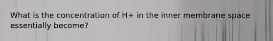 What is the concentration of H+ in the inner membrane space essentially become?