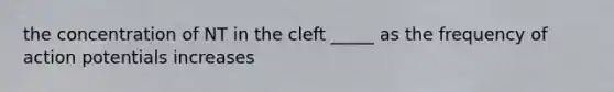 the concentration of NT in the cleft _____ as the frequency of action potentials increases