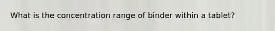 What is the concentration range of binder within a tablet?