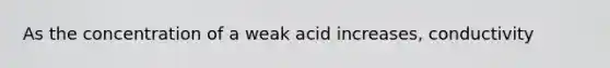 As the concentration of a weak acid increases, conductivity