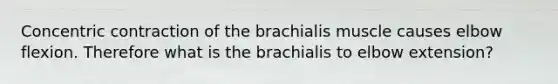 Concentric contraction of the brachialis muscle causes elbow flexion. Therefore what is the brachialis to elbow extension?