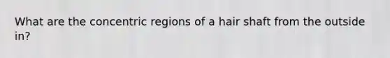What are the concentric regions of a hair shaft from the outside in?