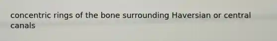 concentric rings of the bone surrounding Haversian or central canals
