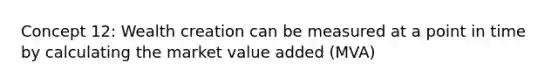 Concept 12: Wealth creation can be measured at a point in time by calculating the market value added (MVA)