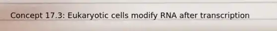 Concept 17.3: Eukaryotic cells modify RNA after transcription