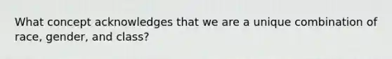 What concept acknowledges that we are a unique combination of race, gender, and class?