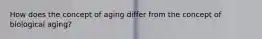 How does the concept of aging differ from the concept of biological aging?