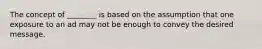 The concept of ________ is based on the assumption that one exposure to an ad may not be enough to convey the desired message.