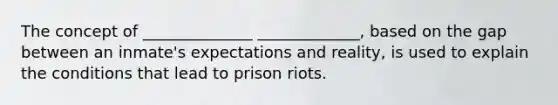 The concept of ______________ _____________, based on the gap between an inmate's expectations and reality, is used to explain the conditions that lead to prison riots.