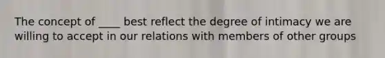 The concept of ____ best reflect the degree of intimacy we are willing to accept in our relations with members of other groups