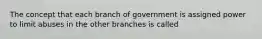 The concept that each branch of government is assigned power to limit abuses in the other branches is called