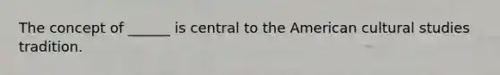 The concept of ______ is central to the American cultural studies tradition.