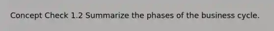 Concept Check 1.2 Summarize the phases of the business cycle.