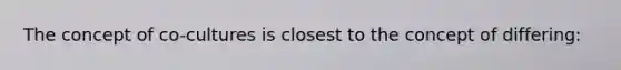 The concept of co-cultures is closest to the concept of differing: