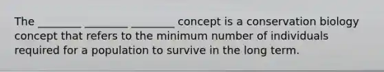 The ________ ________ ________ concept is a conservation biology concept that refers to the minimum number of individuals required for a population to survive in the long term.