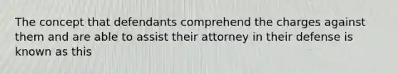 The concept that defendants comprehend the charges against them and are able to assist their attorney in their defense is known as this