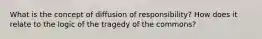 What is the concept of diffusion of responsibility? How does it relate to the logic of the tragedy of the commons?