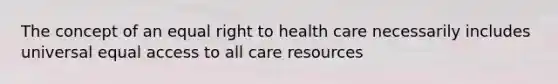 The concept of an equal right to health care necessarily includes universal equal access to all care resources