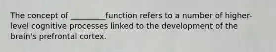 The concept of _________function refers to a number of higher-level cognitive processes linked to the development of the brain's prefrontal cortex.