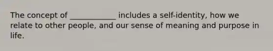 The concept of ____________ includes a self-identity, how we relate to other people, and our sense of meaning and purpose in life.